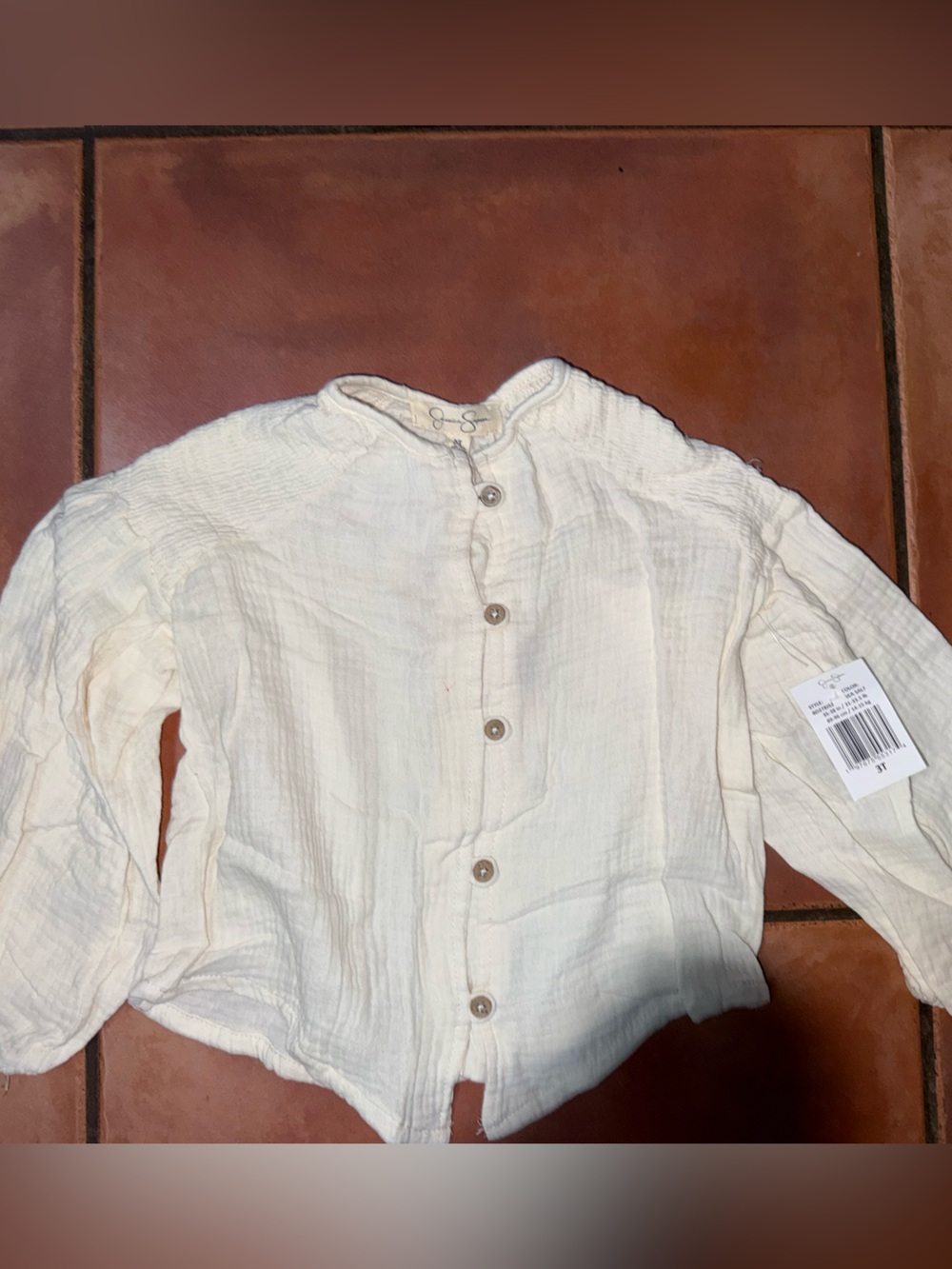 Jessica Simpson Cream Button-Front Girls' Gauze Top